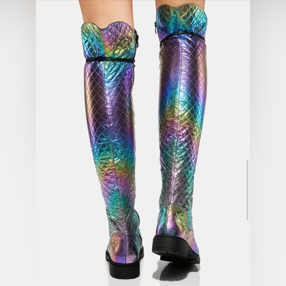 Anthony Wang quilted over the knee lace up boots women’s - Picture 4 of 7